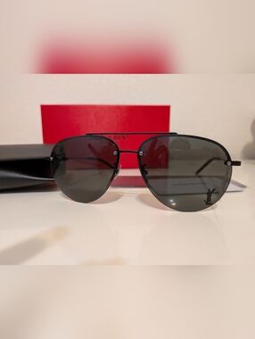Saint Laurent NIB black On Black Classic Aviator Style Sunglasses